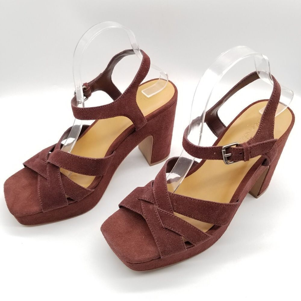 Splendid Women Piper Heeled Sandals Size 10 Brown  Suede‎ Strappy Ankle Strap